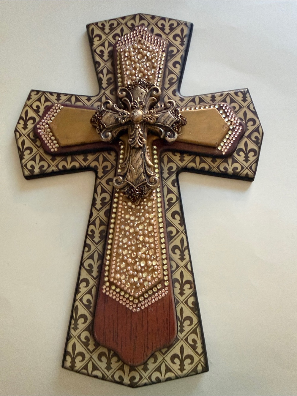 Ornate Gold and Brown Decorative Wall Cross, 12”x 18”, Perfect! NWT